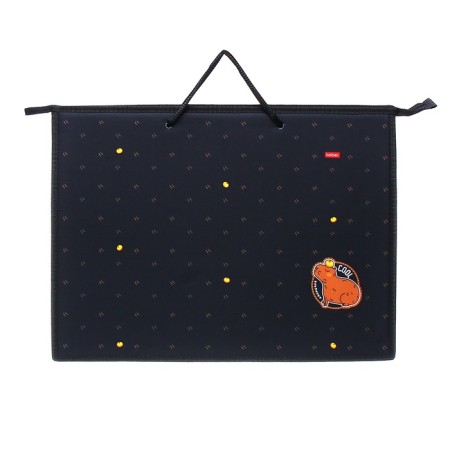Folder for drawings and drawings A3, 460 x 345 x 50 mm, with plastic handles, lightning from above, Hatber "Cool Capibar"