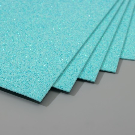 A set of glitter foamiran (5 sheets) 2 mm 20x30 cm, sea wave-1