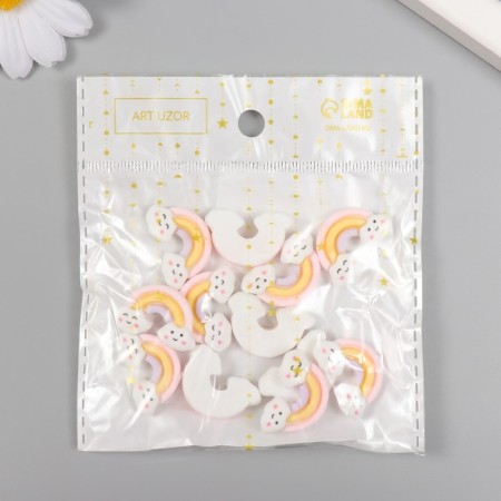 Decor for creativity Plastic "Rainbow in Funny Clouds" 2.6x1.7 cm-3