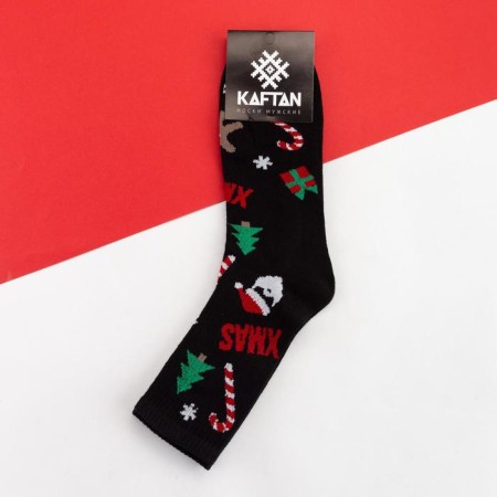Men's socks kaftan "New Year" size 41-44 (27-29 cm), black color-2