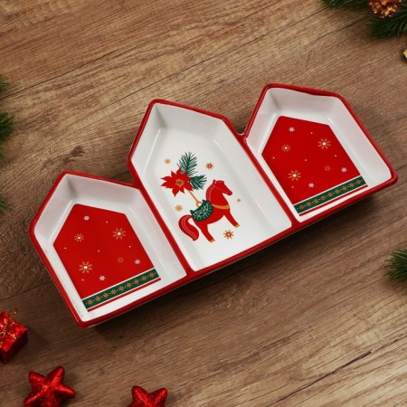 Menzhitsa ceramic "New Year's mood", 26.5x15x3.5 cm, white color-2