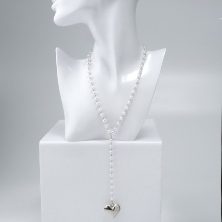 Pearl pearl "heart" maxi color silver, 40cm-2