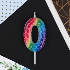 Candle for the cake, number “0”, multi -colored, 5.5 x 8 cm.