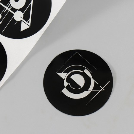 Sticker Paper "Geometry Abstraction" embossing silver d = 3.8 cm 252 pcs in the roll-2