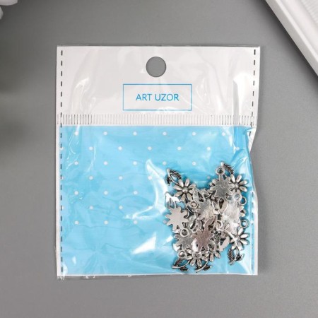 Decor metal for creativity "Flower" silver (A17374) 2.1x1 cm-4