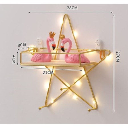 Wall hanger with a shelf "Zvezda", with backlight, 3 hooks, 28 x 28 cm, gold-4