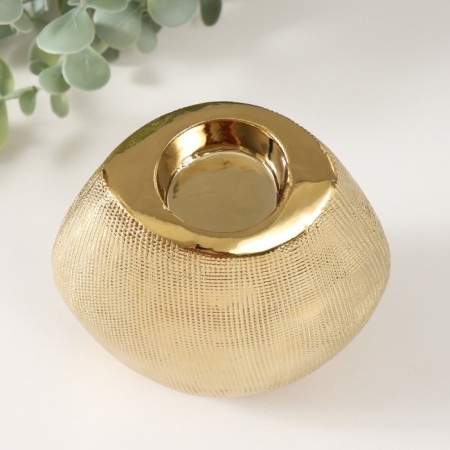 Ceramics candlestick per 1 candle "Gloria" d = 4 cm gold 12.5x8x12 cm-3