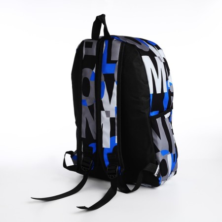 School backpack from textiles on lightning, 3 pockets, blue color-3