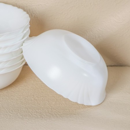 Set of salad bowls Luminarc Cadix, 550 ml, D = 16 cm, glass -ceramic, 8 pcs, white color-4