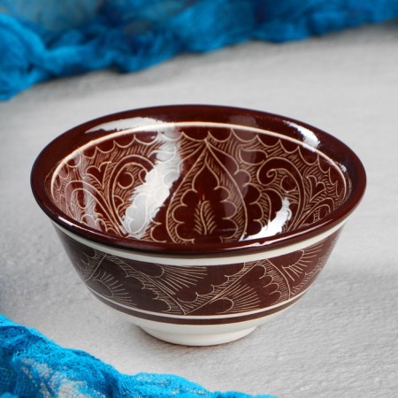 PIALA RISTAN CIRAMICA "Patterns", 11.5 cm, large, brown