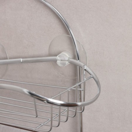 2-tier shelf on the suction cup “Wave”, 25 × 11 × 45 cm, 2 hooks, chrome color-4