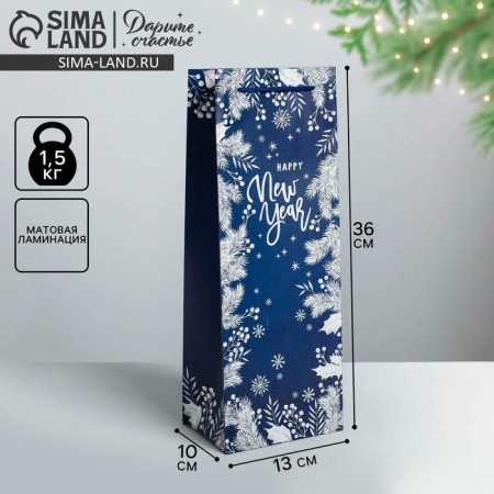 Package for a Kraft bottle "Happy New Year!", 13 x 36 x 10 cm, New Year