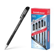 Gel pen Erich Krause G-Star, node 0.5 mm, black ink, vulture of rubber, letter length 600 meters