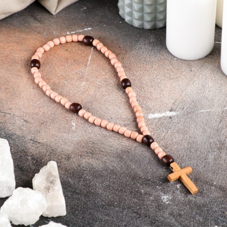 Wooden rosary, with a cross, 27 cm, mix-1