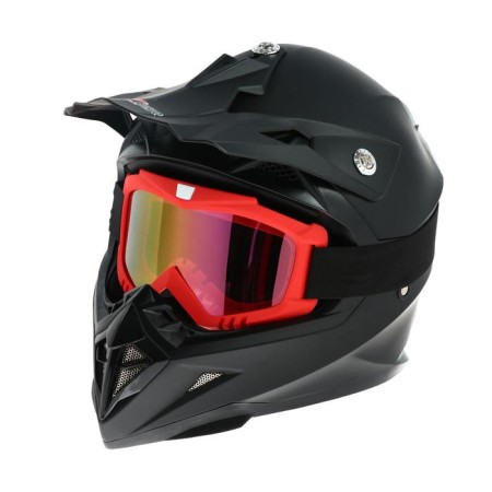 Glass-mask for motorcycle driving, Golden chrome glass, red color, OM-13-1