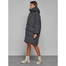 Coat insulated winter female, size 50, dark gray color