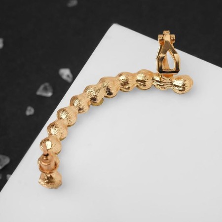 Earring "Kaff" Rhinas large classics, white color in gold-2