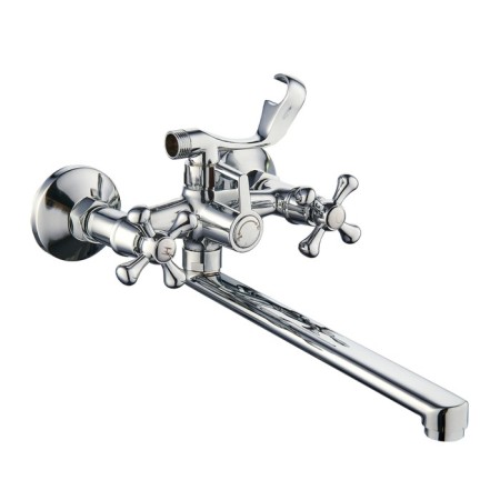 Bath mixer "RMS" SL65-140, pour 300 mm, shower set, zinc, chrome