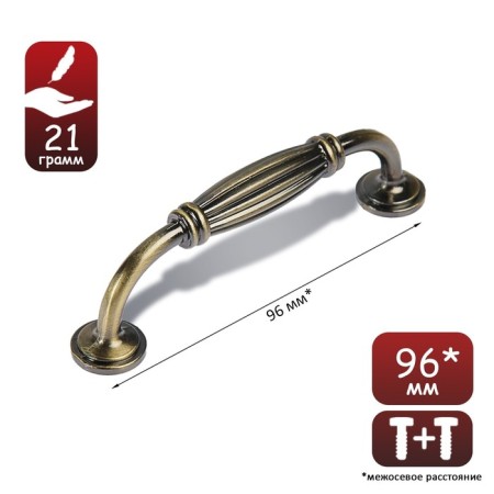 PC176AB tundra handle, m/o 96 mm, bronze color, 4 pcs TMP