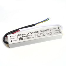 Electronic transformer for 12 W LED tape, Feron, LB007, 3.3A, 40 W
