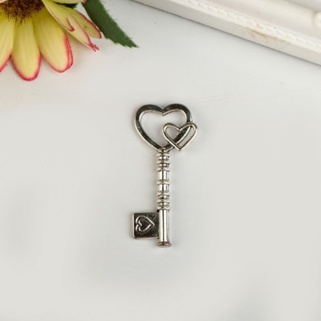 Metal decor "Key with a heart" 4.6x2 cm
