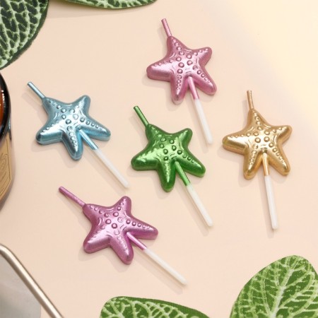 Set of candles for the cake, 5 pcs "sea stars", multi -colored