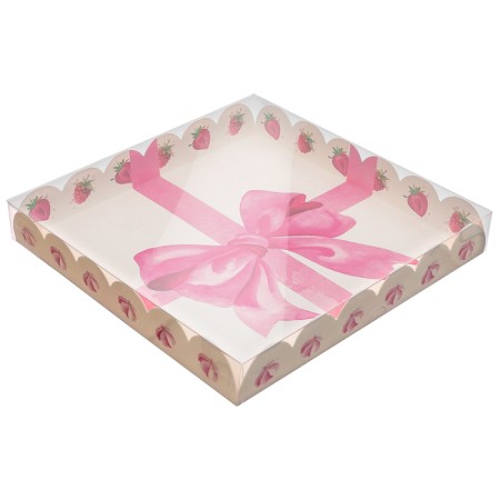 Cookie box, confectionery packaging with PVC lid, “sweets as a gift”, 21 x 21 x 3 cm