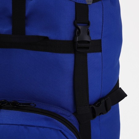 Tourist backpack, TAIF, 70 l, cord department, outer pocket, 2 side nets, blue/gray color-5