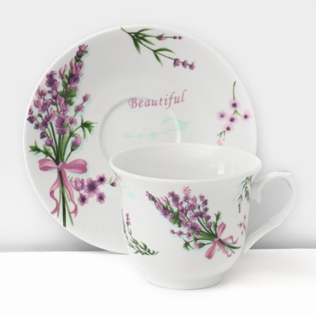 Service Porcelain Tea Daulay "Lavender", 12 items: 6 cups 220 ml, 6 saucer d = 14 cm-3