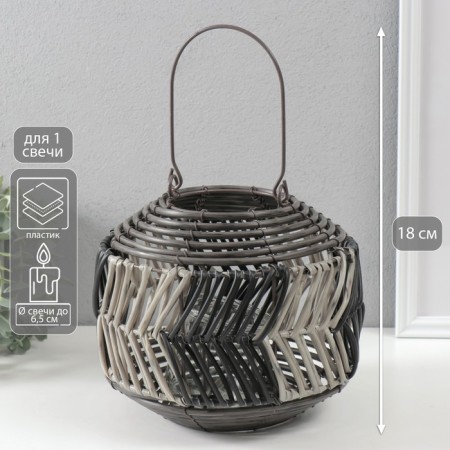 Climber Plastic for 1 candle "Vine leaf" black and white 11x22x18 cm