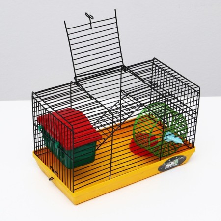 Mini cell for rodents "Pijon" No. 2, equipped, 27 x 15 x 16 cm, yellow-4