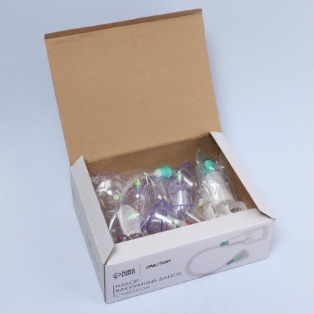 A set of vacuum can for massage, 12 pcs, blue/transparent color-10