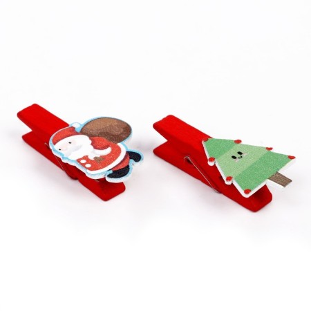 Set of decorative clothespins "Santa Claus and Christmas trees" set 10 pcs.-5