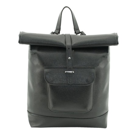 Male backpack, genuine leather, black 50x32x12 cm