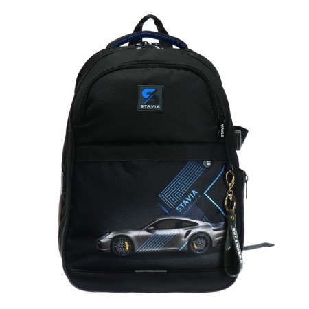 Youth backpack, 40 x 28 x 18 cm, ergonomic back, Stavia "machine", black-2
