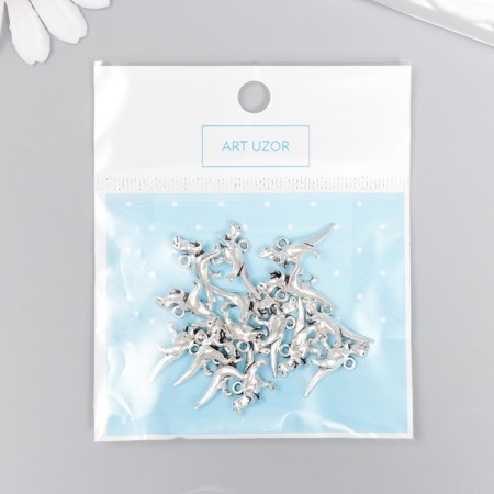 Decor for creativity Metal "Tyrannosavr" silver 2x1.1 cm-3