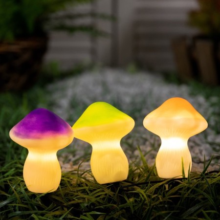 Garden lamp on the solar battery "Mushrooms", 21 cm, 3 LED, glow warm white