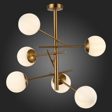 Ceiling EVOLUCE lamp. Sle1099-302-06. Velio. 6x60 watts, E27, 50x50x60 cm, brass color-1