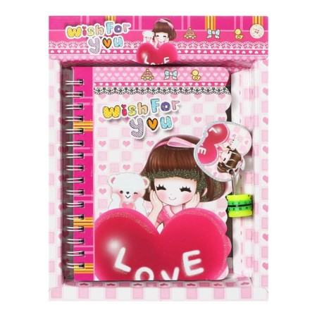 Notebook in a gift box, on a lock A6, 50 sheets, line, anime mix-4