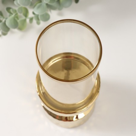 Ceramics candlestick, glass for 1 candle "whirlpool" d = 8 cm gold 9.5x9.5x26 cm-2