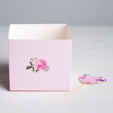 Box for flowers with the topper "You with love", 11 x 12 x 10 cm-6