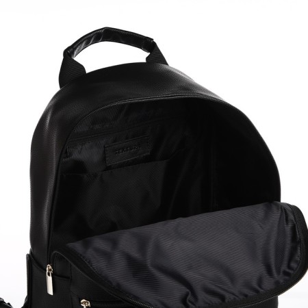 City backpack, textura made of artificial leather with zipper, outer pocket, black color-4