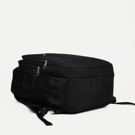 Male backpack, Marat, 3 lightning departments, 3 external pockets, black color-2