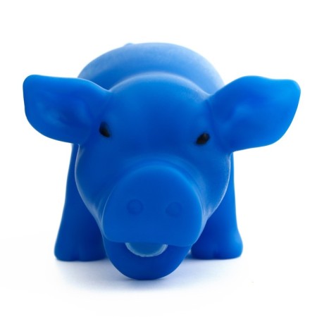 Grunting toy "cheerful pig" for dogs, 15 cm, blue-2