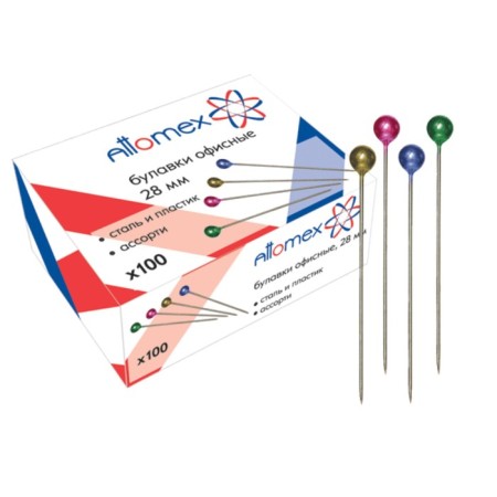 Pins with a colored head, 38 mm, 100 pieces, Attomex, cardboard box-1