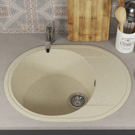 Kitchen car wash Uperwood Econ UPD-107, 002, oval, color 002 Beige matte-1