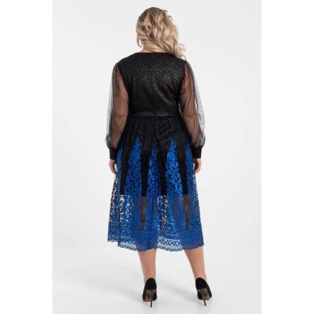 Women's dress, size 60, black color, blue-4