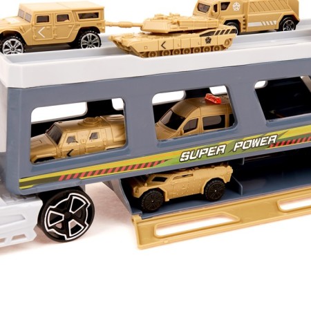 TRAILER truck with 6 machines and helicopter-3