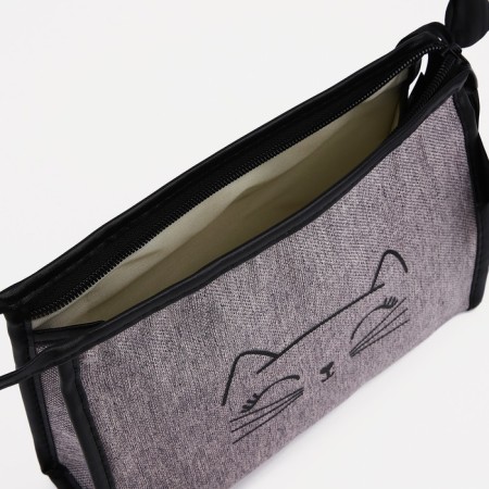 Cosmetic bag with a zipper, with lining, gray color-2