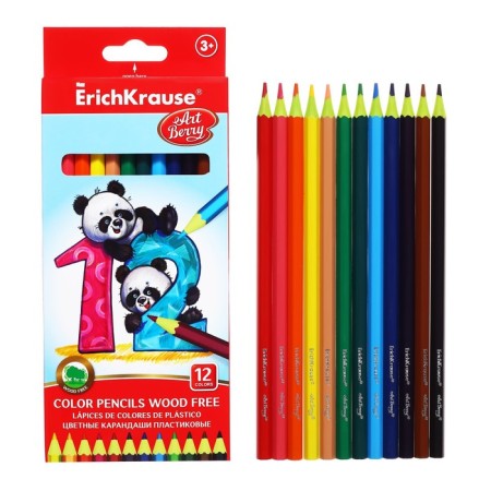 Pencils 12 colors Erichkrause ArtBerry premium, plastic, hexagonal, 2.6 mm neck, cardboard packaging, euro -handkerchief-4